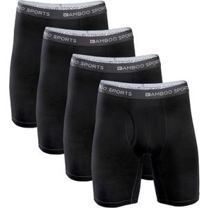 Mens 6 in. Bamboo Rayon Boxer Briefs 3 pack, Anti Chafing, Breathable, Non-Binding, Super Soft & Comfortable Moisture Wicking (Large, Black)