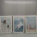 Framed Coastal Wall Art for Living Room, 3 Piece Beach Surfboard Palm Tree Artwork for Walls, Large Ocean Surfing Seascape Picture Prints, Beach Coastal Wall Decor for Bedroom Hallway Office, 16x24 In