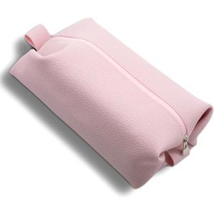 FyndAna Portable Silicone Makeup Bag, Large Waterproof Makeup Brush Bag,Bathroom Travel Bag,Upgraded Leakproof Zipper Makeup Box,Suitable for Mens Womens(Pink)