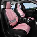 Coverado Car Seat Covers Full Set, Seat Covers for Cars, Black Car Seat Covers Front Seats and Back Car Seat Protector Waterproof, Leather Car Seat Cushion Universal Fit for Most Cars Pink