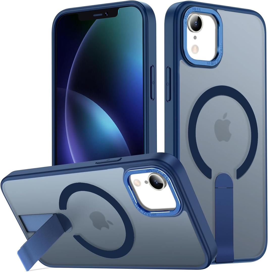 for iPhone XR Case Compatible with Magsafe, Built-in Invisible Stand [Military Drop Protection] Strong Magnetic Shockproof Slim Protective Phone Case Cover for iPhone XR 6.1 (Blue)