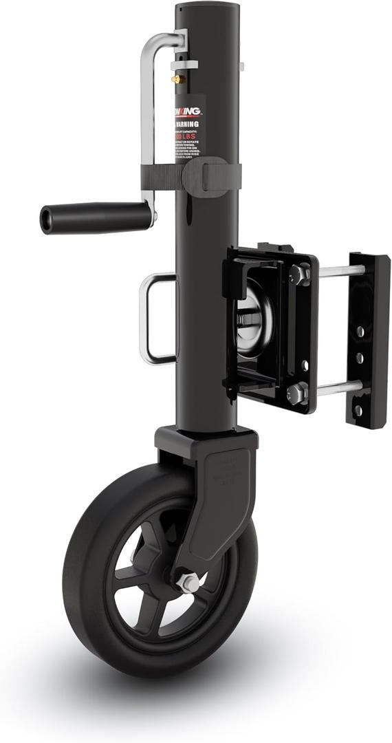 8" Spoke Wheel Trailer Jack, 10" Vertical Movement, 1500 lbs, for RV, Boat, Trailer and More, Black