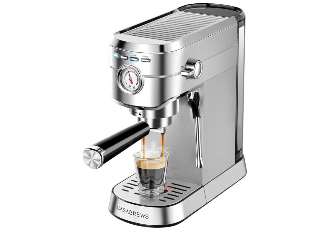 CASABREWS CM5418 Espresso Machine 20 Bar, Compact Espresso Maker with Steam Milk Frother, Stainless Steel Coffee Machine with 34oz Removable Water Tank for Cappuccino, Small Latte Machine, Silver