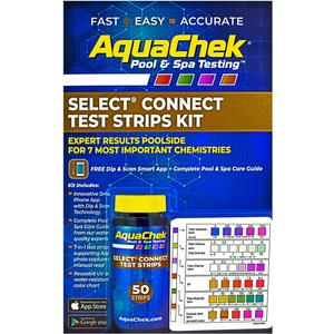AquaChek Select Connect 7-Way Pool and Spa Test Strips Complete Kit - Pool Test Strips for pH, Total Chlorine, Free Chlorine, Bromine, Alkalinity, Total Hardness, and Cyanuric Acid - (50 Strips) (1-Pack)
