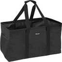 BALEINE Extra Large Utility Tote Bag with Reinforced Wire Frame, Reusable Grocery Bag for Shopping, Picnic (Black, 22''x12''x10'')