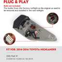 Huray Left Outer Tail Light for Toyota Highlander 2014-2016 Driver Side Taillight Lamp Assembly Replacement for TO2804120 815600E100