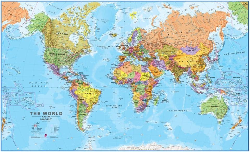 Maps International Giant World Map - Mega-Map Of The World - 46 x 80 - Fully Laminated - 2025 Updated