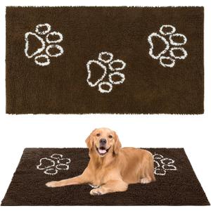 PUPTECK Dog Doormat for Dirty - 60 x 30 inch Super Absorbent Microfiber, Non Skid Backing, Brown Door Mat