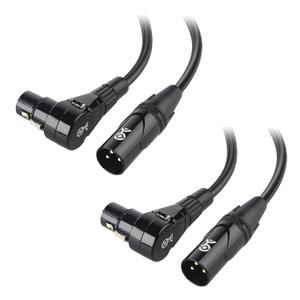 Cable Matters 2-Pack Right Angle XLR Cable, Long XLR Microphone Cable - 15ft, Oxygen-Free Copper (OFC) Microphone Right Angle Cord, Mic Cord, Black