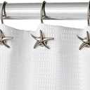 Starfish Shower Curtain Hooks 12-Pack Decorative Chrome Bathroom Hooks for Bathroom Shower Curtains, Premium Chrome Craftsmanship, Easy Install, Coastal Beach Nautical Decor