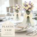20 Pcs Small Plastic Bud Vases Bulk with Ribbon for Centerpieces, Clear Flower Vases for Wedding Home, Height Shatterproof Vase for Wedding Home Party Table Decoration(White Ribbon)
