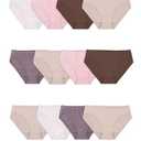 Fruit of the Loom Women's Eversoft Cotton Underwear Multipacks, Tag Free & Breathable, Bikini-Assorted Body Tones, 6, PCS 12