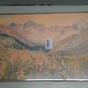 Framed Boho Mountain Canvas Wall Art, Vintage Wildflower Landscape 16x24in