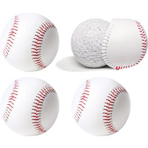 Standard Size Adult Baseballs - 9 inch Unmarked & Faux Leather Covered Training Ball Practice Baseball for League Play, Pitching, Hitting, Batting, Fielding, Autograph (3)