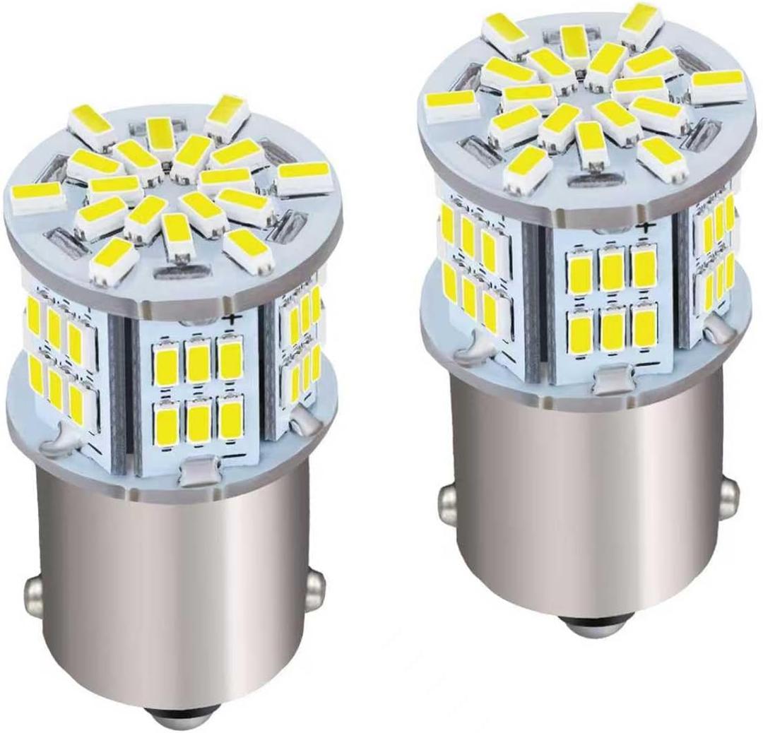1156 LED Bulb White 1156 Bulb for Brake Light Bulbs Led Reverse Turn Signal Parking Tail Light Bulbs 12V-24V 6800K 54SMD Single Contact Super Bright Reverse Lights 1141 1003 7506 BA15S (White)