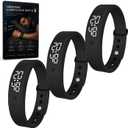 Vibrating Alarm Wristband Heavy Sleepers Adults Wrist Band Shock Clock Watch Bands for Deaf People Silent Bracelet Sleeper Wearable Bed Shaker Sleep Tracker Ring Watches Sleep Apnea (3pcs Black)