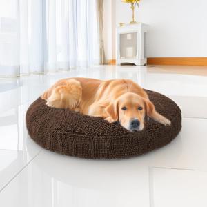 Muddy Mat Cloud K-9 Bed for Dogs & Cats, Soft & Relaxing Donut Dog Bed, Chenille Material, Removable Cover, Washable & Dryer SafeBrown Large(40'x40')