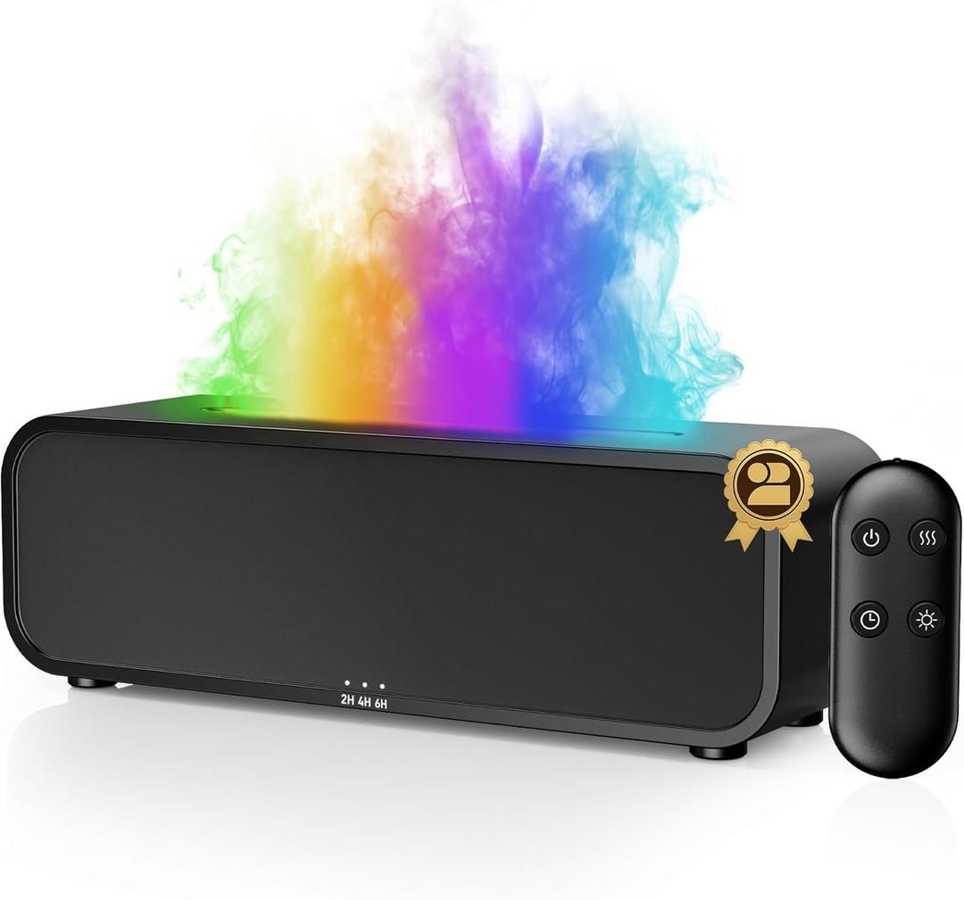 Sound Reactive Flame Air Diffuser Humidifier,7 Colors Aromatherapy Essential Oil Diffuser,Ultrasonic Aroma Humidifier with Timer for Home,Bedroom,Office,Yoga (Jet Black)