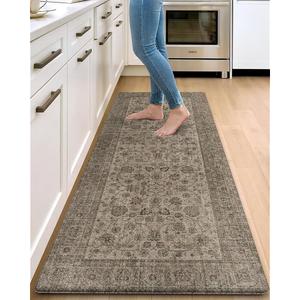 DEXI Kitchen Mats for Floor Cushioned, 23x35 Wide Runner Rug Non Slip, Waterproof Soft Comfort Standing Padded Anti Fatigue Decorative, Brown