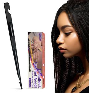 Dreadlock Retightening Tool, Interlocking Crochet Needle Set, Dual Ended Metal Needles for Locs and Sisterlocks (Black 1-Pack)