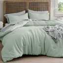 Bedsure Waffle Comforter Set Queen, Sage Green Soft Cotton Bedding, Waffle Weave Bed Set, 3 Pieces, 1 Comforter (90"x90") and 2 Pillow Shams, Premium Cotton Cover with Polyester Fill for All Seasons