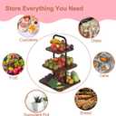 VyGrow Cupcake Stand, 3-Tier Dessert Stand for 32 Cupcakes, Wood & Metal Tower Display Premium Holder Dessert Tree Tower for Christmas Birthday Weddings Party Decor, Serving Tray, Wood Brown
