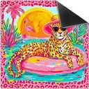 Hot Pink Tropical Leopard Mahjong Mat 31.5x31.5Inch