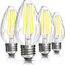 BRIMAX F15 8W LED Light Bulbs,Neutral White 4000K,80W Incandescent Equivalent,Dimmable,E26 Medium Base,Flame Wrinkle Glass,4 Pack