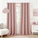 HOMEIDEAS Blush Pink 100% Blackout Curtains 84 Inches Long, Thick Faux Linen/Linen Blend Textured Window Drapes, Cute Room Darkening Grommet Curtains for Girls Bedroom, Nursery, Living Room