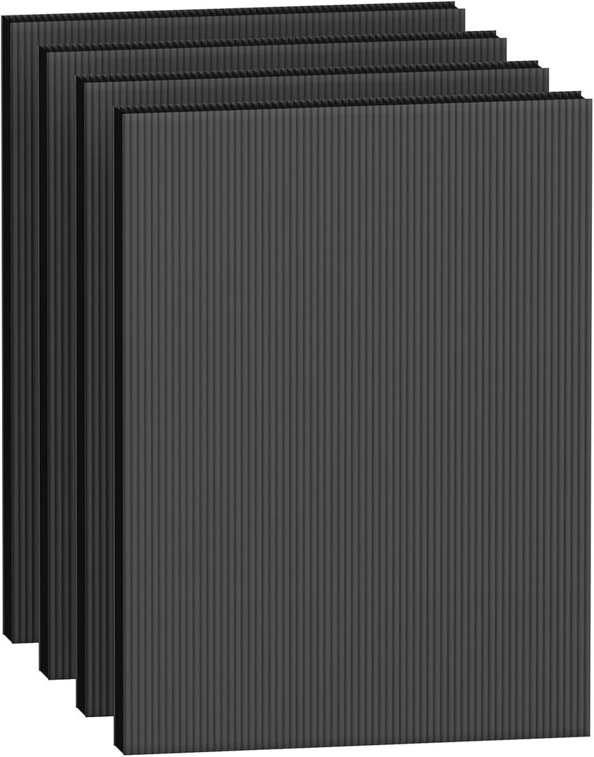 24 x 36 Inches 4 Pack Corrugated Plastic Sheet, 4mm Thick Corrugated Plastic Board, Black Blank Poster Board, Waterproof Coroplast Sheets for Indoor, Outdoor Use and DIY Projects.