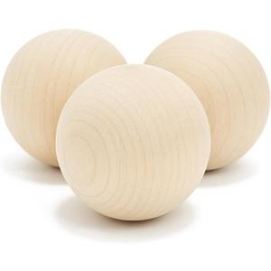 Hockey Revolution Swedish Stickhandling Balls 3-Pack - Hardwood No-Bounce Floorball Training Equipment - for Floor Dribbling Skills, Dekes & Ball Handling Drills - 2-Inch Diameter