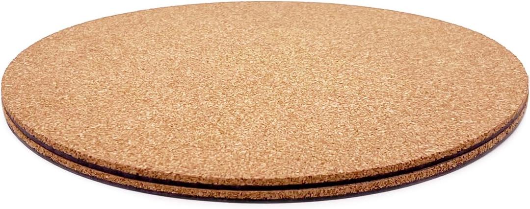 Cork Plant Coasters - Double Layered 12 Inch Planter Coasters, Absorbent Cork Plant Mats for House Plants, 2 Pcs