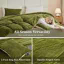 Oversized King Comforter 128x120, 3 Pieces Luxurious Velvet Extra Large King Quilt Striped Bedspread Coverlet Bedding Set with 2 Pillow Shams 20x36 Ultra Soft Duvet Insert for All Season, Oliver Green