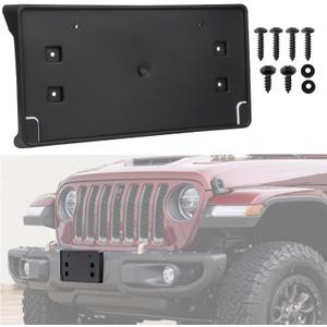 Replacement for Front Bumper License Plate Frame Bracket 2018-2024 Jeep Wrangler JL Gladiator JT ONLY for Plastic Bumper 68293738AA CH1068167