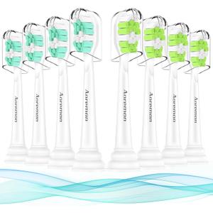 Aoremon Replacement Heads for Philips Sonicare C2 W Electric Toothbrush Heads fit for Phillips Sonicare Diamondclean Protectiveclean 4100 5100 6100 Brush Head for W2 W3, 8 Count White