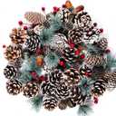 120pcs Artificial Pine Cones Pine Set Fake Natural Pinecones Acorns Red Berries Christmas Decor Ornaments for Home Winter Decorations