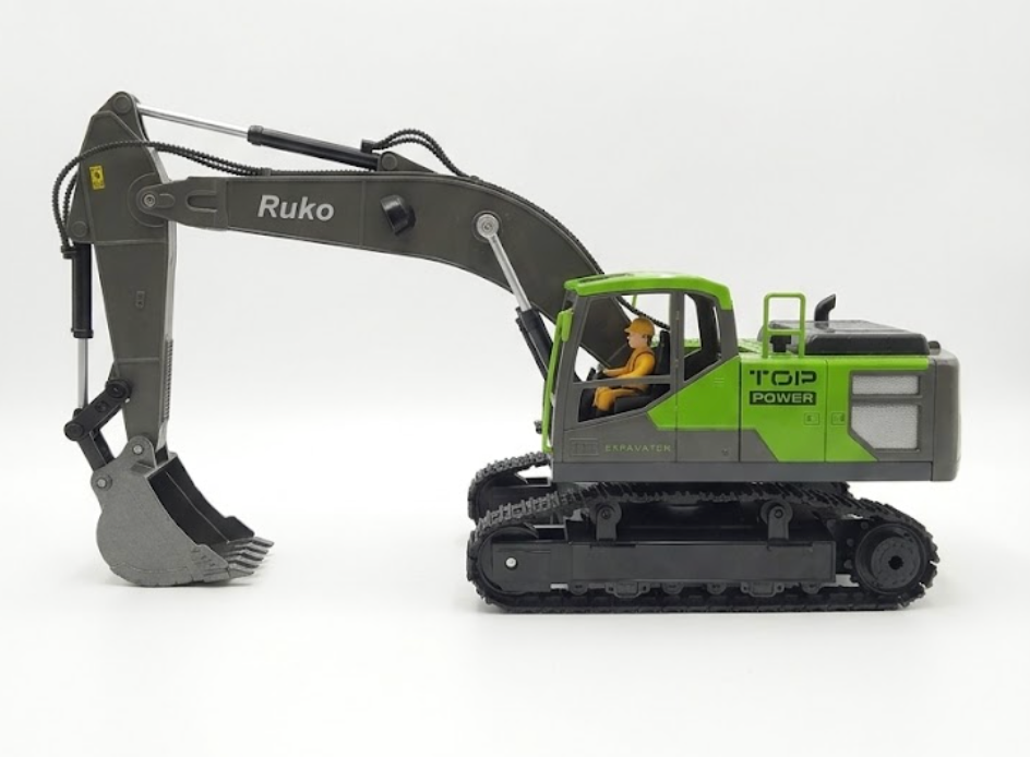 Ruko 1561 RC Excavator 3 in 1 Construction Toys for Boys, 17 Channel Remote Control Vehicles with Grab Alloy Shovel Drill, Realistic Lights & Sounds Digger Sandbox Gifts for 6-14 Years Kids Adults