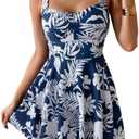 (XL) B2prity One Piece Swimdress Swimsuit for Women Tummy Control Wrap Swim Dress Modest Ruched Skirt Bathing Suit