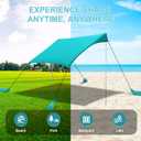 Beach Tent Sun Shelter UPF50+ with Sandbags, Sand Shovel & Windproof Poles - Portable Pop Up Canopy for Beach, Camping, Picnics, Backyard & Fishing (Cyan,6.9x6.5FT)