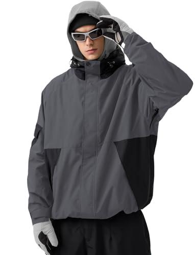 GSOU SNOW Mens Womens Ski Jacket Baggy Snowboard Coat Waterproof Insulated Snow Hoodie For Winter Outdoor Sports Loose Fit Size M