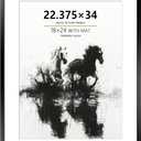 22.375x34 Metal Poster Frame - 22.375 x 34 Aluminum Picture Frame with Mat for 18x24 Photo, Tempered Glass Cover, Black Wall Hanging Photo Frame for Home Dcor
