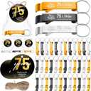Dandat 54 Sets 75th Birthday Party Favors for Guests Birthday Beer Opener Keychain Cheers to 75 Bottle Opener Keychain with Thank You Cards and Gift Bags for Anniversary Wedding Party Favors