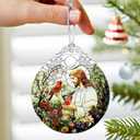 Jesus with Cardinals Ornament  Christmas Ornament & Religious Christmas Decor; Jesus Christ Decoration (Holiday Present, Bauble Present, Memorial Gifts, Gift Idea, Gift Exchange) | Heirloom Keepsake