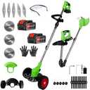 Electric Weed Wacker Cordless Eater 2 Battery,Foldable and Lightweight Grass Trimmer/Brush Cutter,5 Types Blade&Wheels 21V 4.0Ah Battery (2 Pieces) Powered for Garden and Yard (Foldable).  MISSING PARTS!