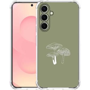 Sage Green Mushroom Case for Samsung Galaxy S25+,Minimalist Aesthetic Plant Pattern, Trendy Soft Bumper TPU Case for Galaxy S25 Plus