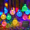 Brightown Solar String Lights Outdoor 60 Led 35.6 Feet Crystal Globe Lights with 8 Lighting Modes, Waterproof Solar Powered Patio Lights for Garden Yard Porch Wedding Party Decor (Multicolor) (1 pc)