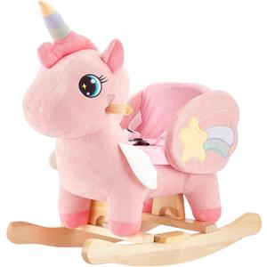 FUNLIO Unicorn Baby Rocking Horse, Pink Fairy Unicorn Rocking Horse for Toddlers 6 Months to 3 Years, Stuffed Ride-on Animal Rocker, Easy to Assemble, CPC & CE Certified