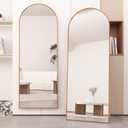 Beauty4U Arched Full Length Mirror, Standing or Leaning, Bedroom Dressing Mirror with Gold Aluminum Alloy Frame, 65" x 24"