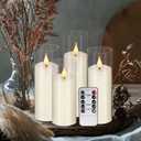 24 Pack LED Flameless Candles Set(14/16/18cm), Battery - Operated with 4 Remotes,Clear, Timer & Flickering/Steady Modes for Home dcor, Wedding, Patio,Outdoor.