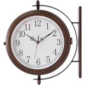 BESTIME 66264A 16-Inch Double Sided Metal Wall Clock with Antique Red Copper.Sturdy Frame,Easy Read,Garden,Home Dcor,Indoor,Outdoor,Farmhouse,Yard,Station,Office,Photography Props., Large